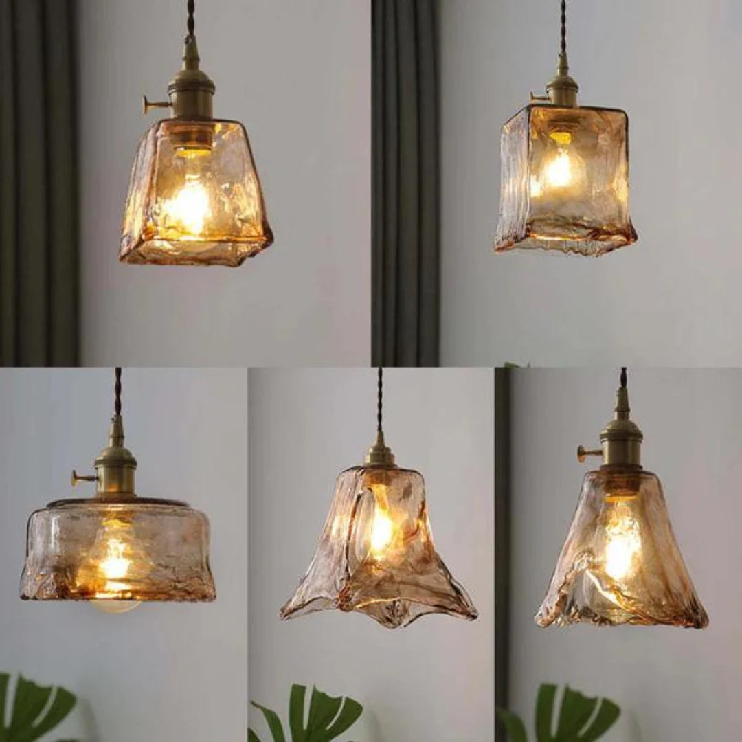 Pendant Light Metal & Glass Warm Ambient Adjustable Height
