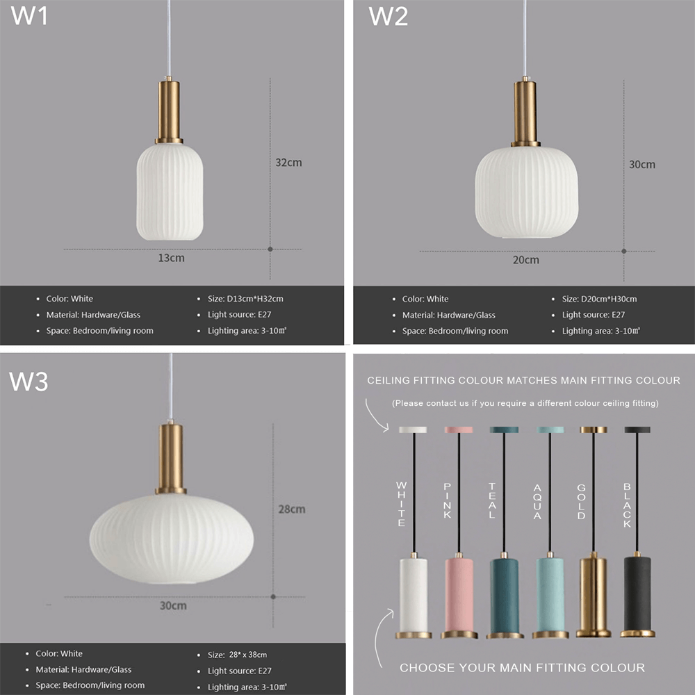 Pendant Light Nordic Design Tinted Glass Shade
