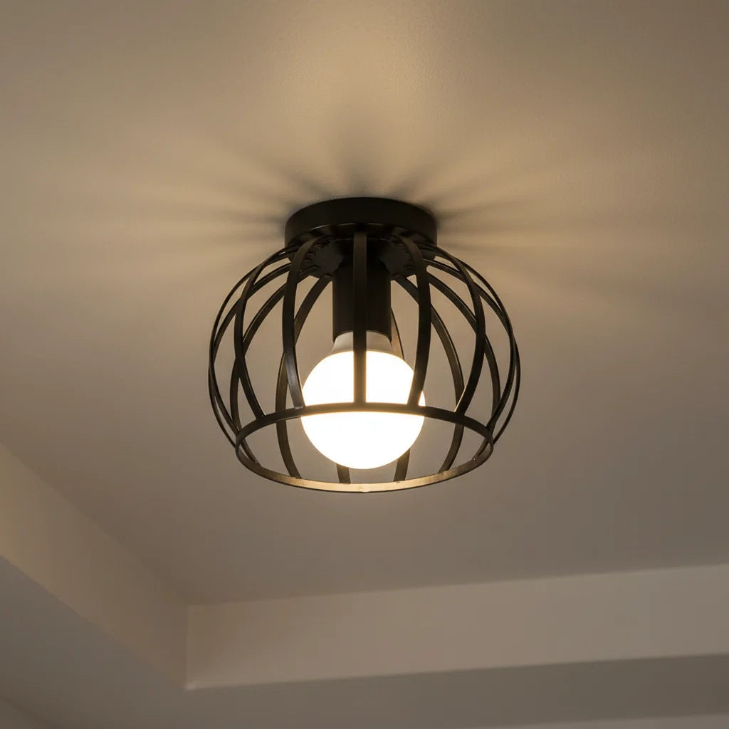 Pendant Light Open Metal Grid Dimmable E27 8 Inch