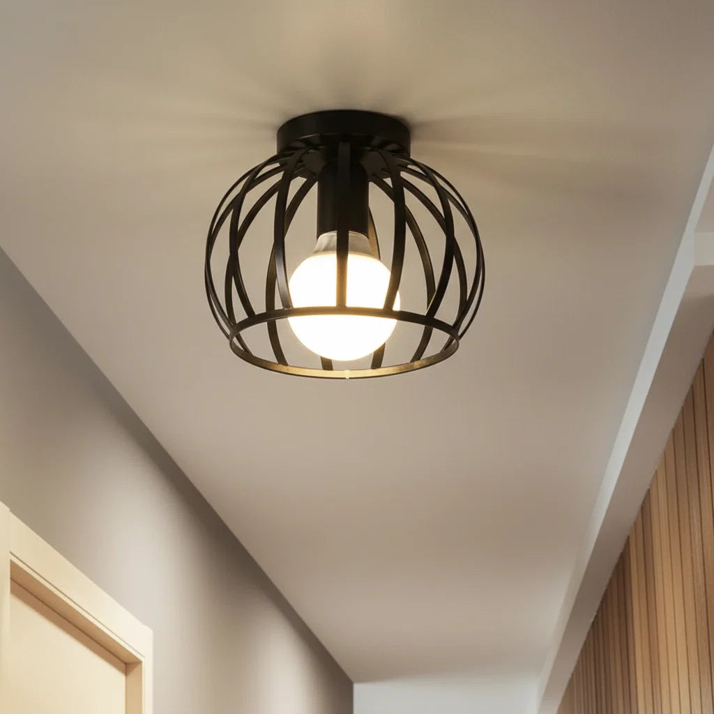 Pendant Light Open Metal Grid Dimmable E27 8 Inch