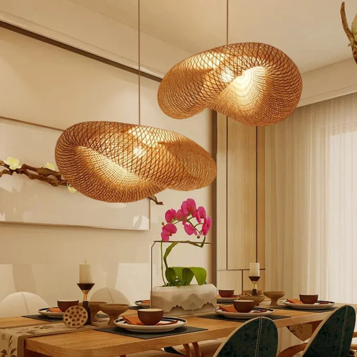 Pendant Light Rattan & Bamboo Integrated LED