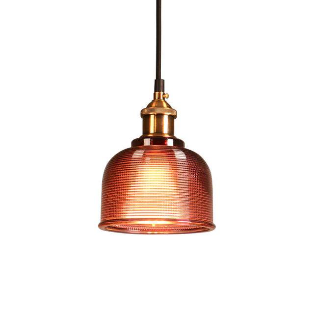 Pendant Light Retro Glass Shade Iron Frame Adjustable Cable