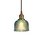 Pendant Light Retro Glass Shade Iron Frame Adjustable Cable
