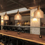 Pendant Light Retro Glass Shade Iron Frame Adjustable Cable