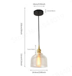 Pendant Light Retro Glass Shade Iron Frame Adjustable Cable