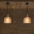 Pendant Light Retro Glass Shade Iron Frame Adjustable Cable