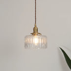 Pendant Light Ribbed Glass Adjustable Height