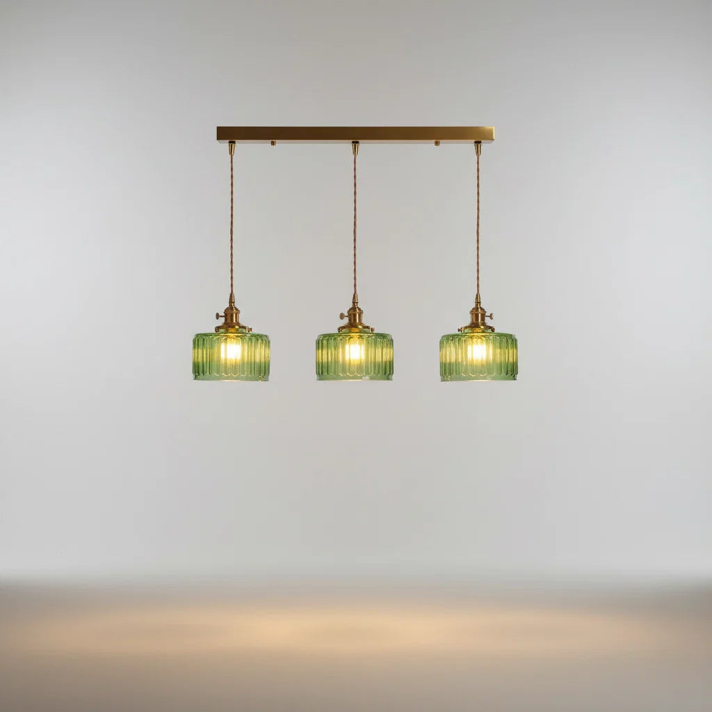 Pendant Light Ribbed Glass Adjustable Height