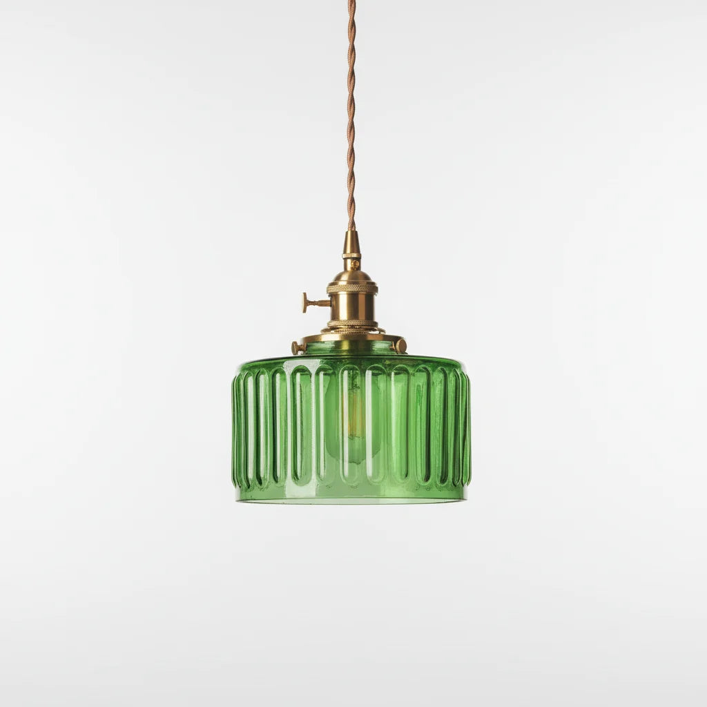 Pendant Light Ribbed Glass Adjustable Height