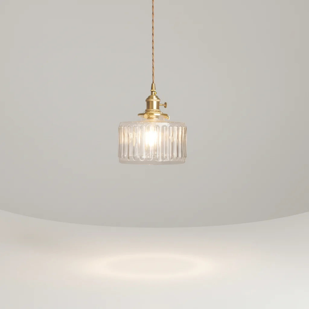 Pendant Light Ribbed Glass Adjustable Height