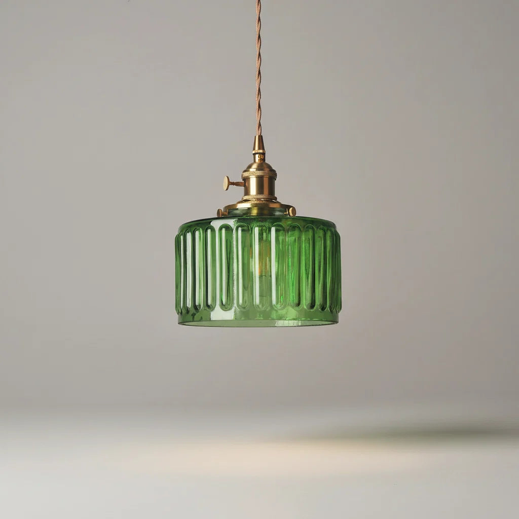 Pendant Light Ribbed Glass Adjustable Height