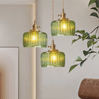 Pendant Light Ribbed Glass Adjustable Height