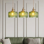 Pendant Light Ribbed Glass Adjustable Height