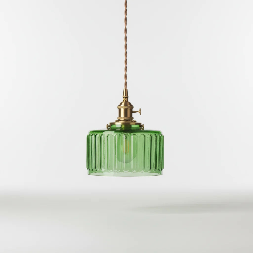 Pendant Light Ribbed Glass Adjustable Height