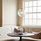 Pendant Light Ribbed Glass Shade Copper Finish E26 Socket