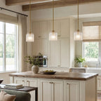 Pendant Light Ribbed Glass Shade Copper Finish E26 Socket