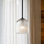 Pendant Light Ribbed Glass Shade Copper Finish E26 Socket