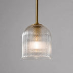 Pendant Light Ribbed Glass Shade Copper Finish E26 Socket