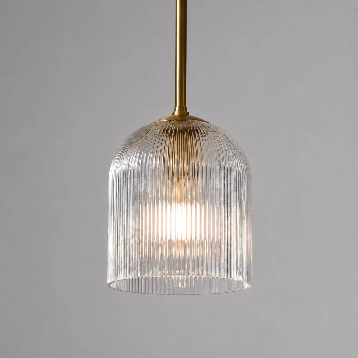 Pendant Light Ribbed Glass Shade Copper Finish E26 Socket