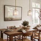 Pendant Light Ribbed Glass Shade Copper Finish E26 Socket