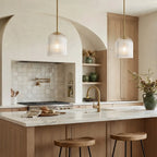 Pendant Light Ribbed Glass Shade Copper Finish E26 Socket