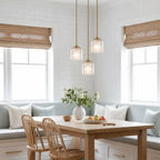 Pendant Light Ribbed Glass Shade Copper Finish E26 Socket