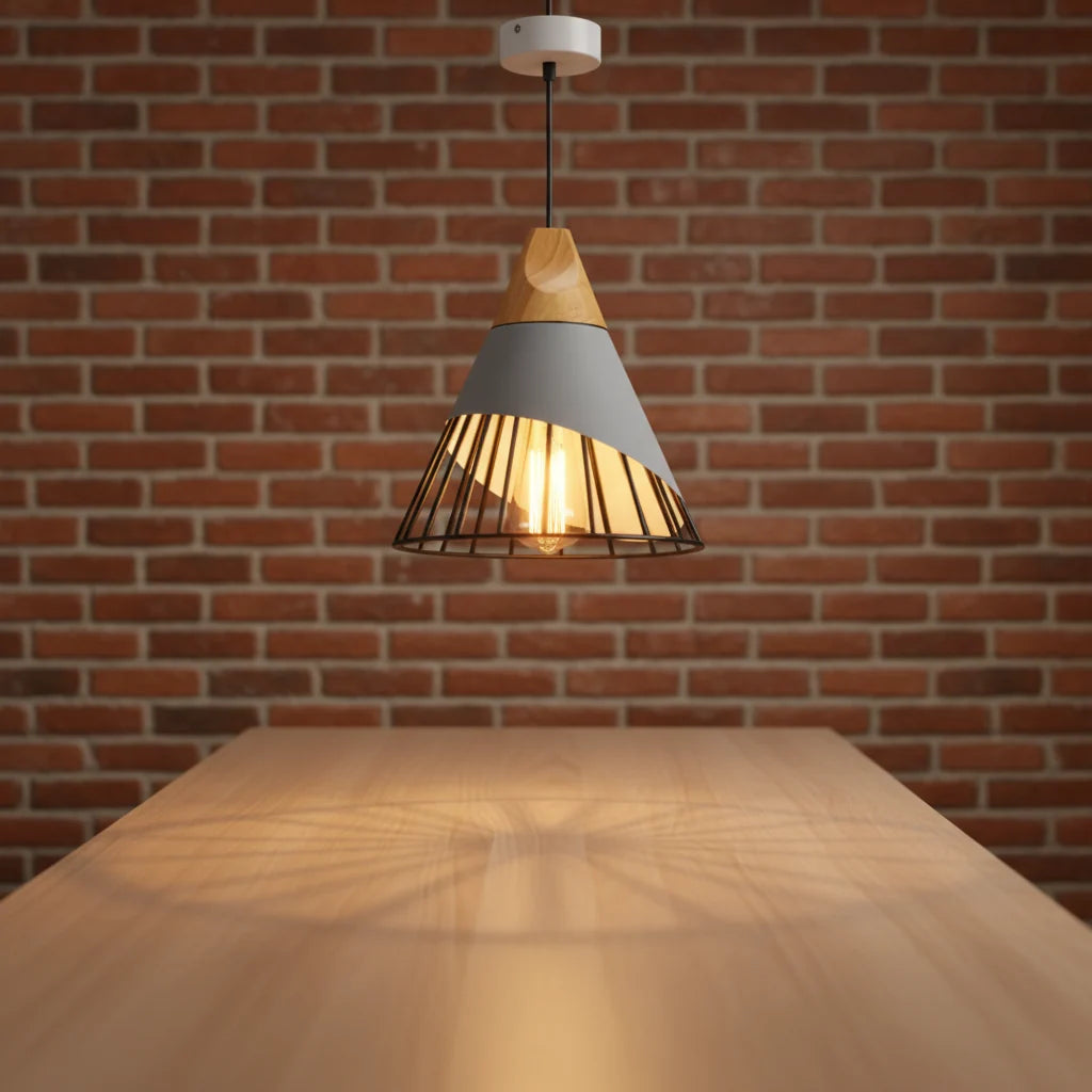 Pendant Light Scandinavian Wood & Aluminum