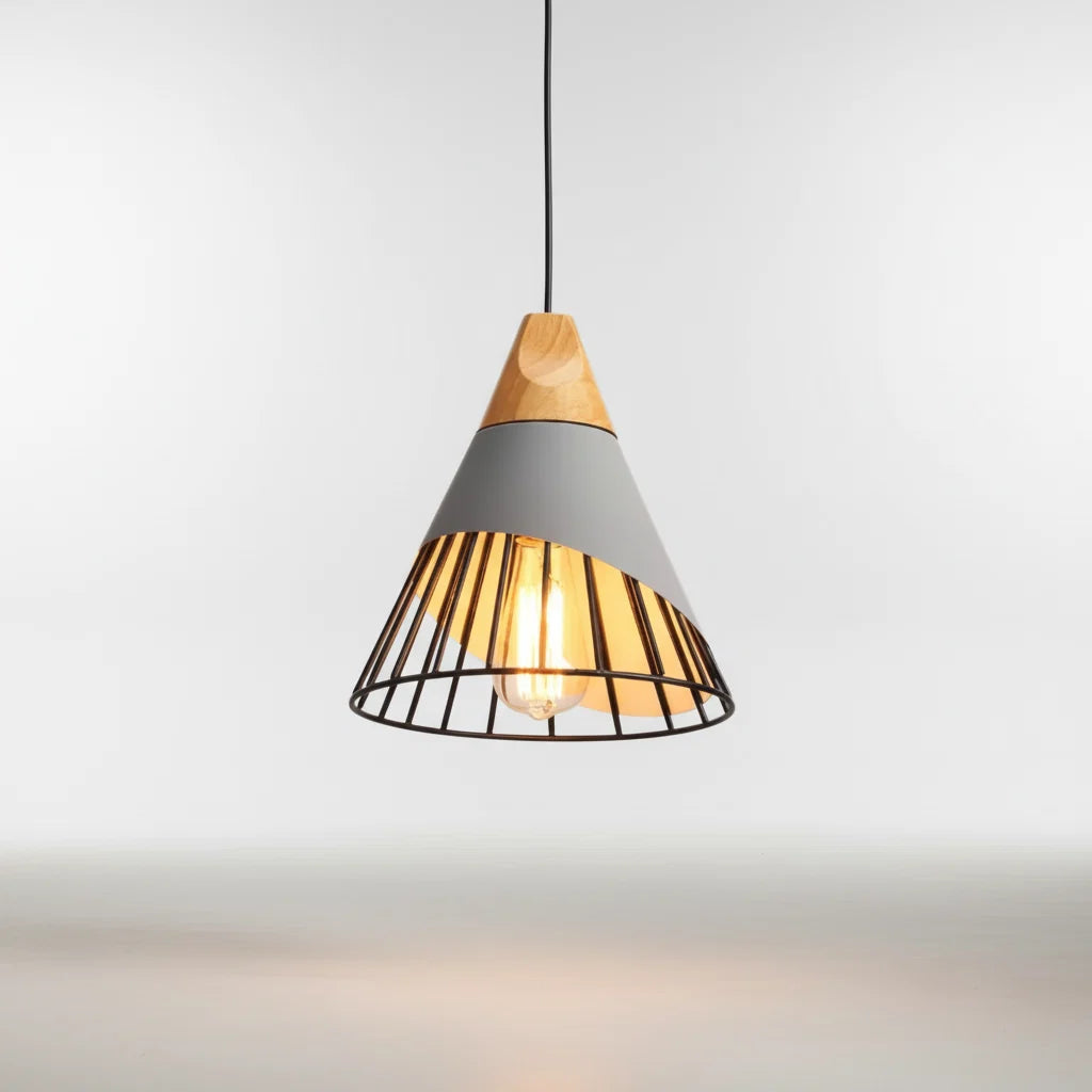 Pendant Light Scandinavian Wood & Aluminum
