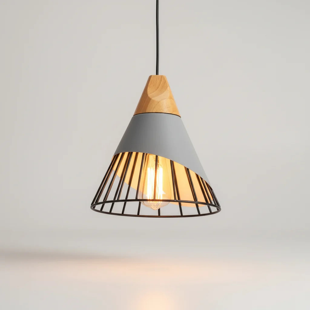 Pendant Light Scandinavian Wood & Aluminum