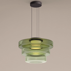 Pendant Light Sculptural Tiered Parallax Glass Integrated LED