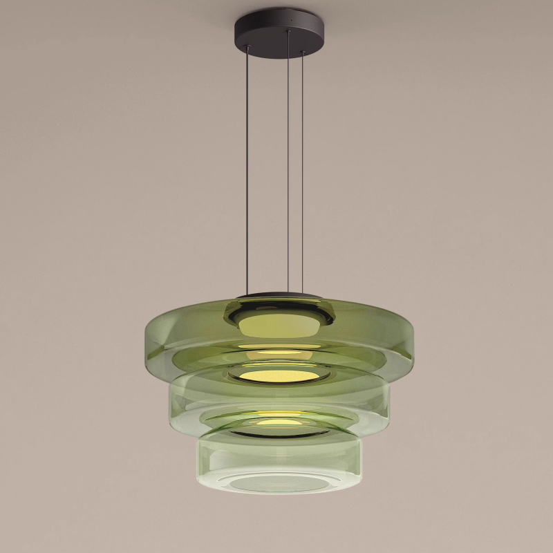 Pendant Light Sculptural Tiered Parallax Glass Integrated LED