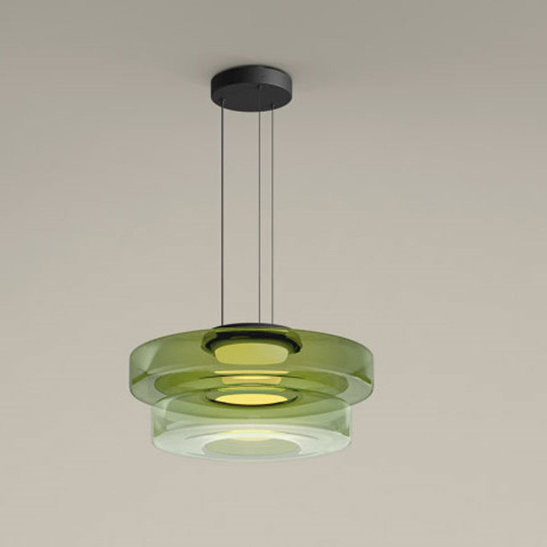 Pendant Light Sculptural Tiered Parallax Glass Integrated LED