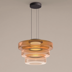 Pendant Light Sculptural Tiered Parallax Glass Integrated LED