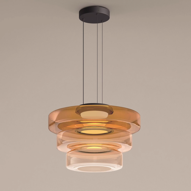 Pendant Light Sculptural Tiered Parallax Glass Integrated LED