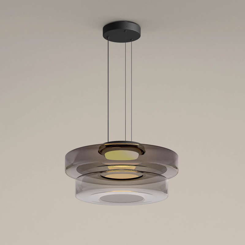 Pendant Light Sculptural Tiered Parallax Glass Integrated LED