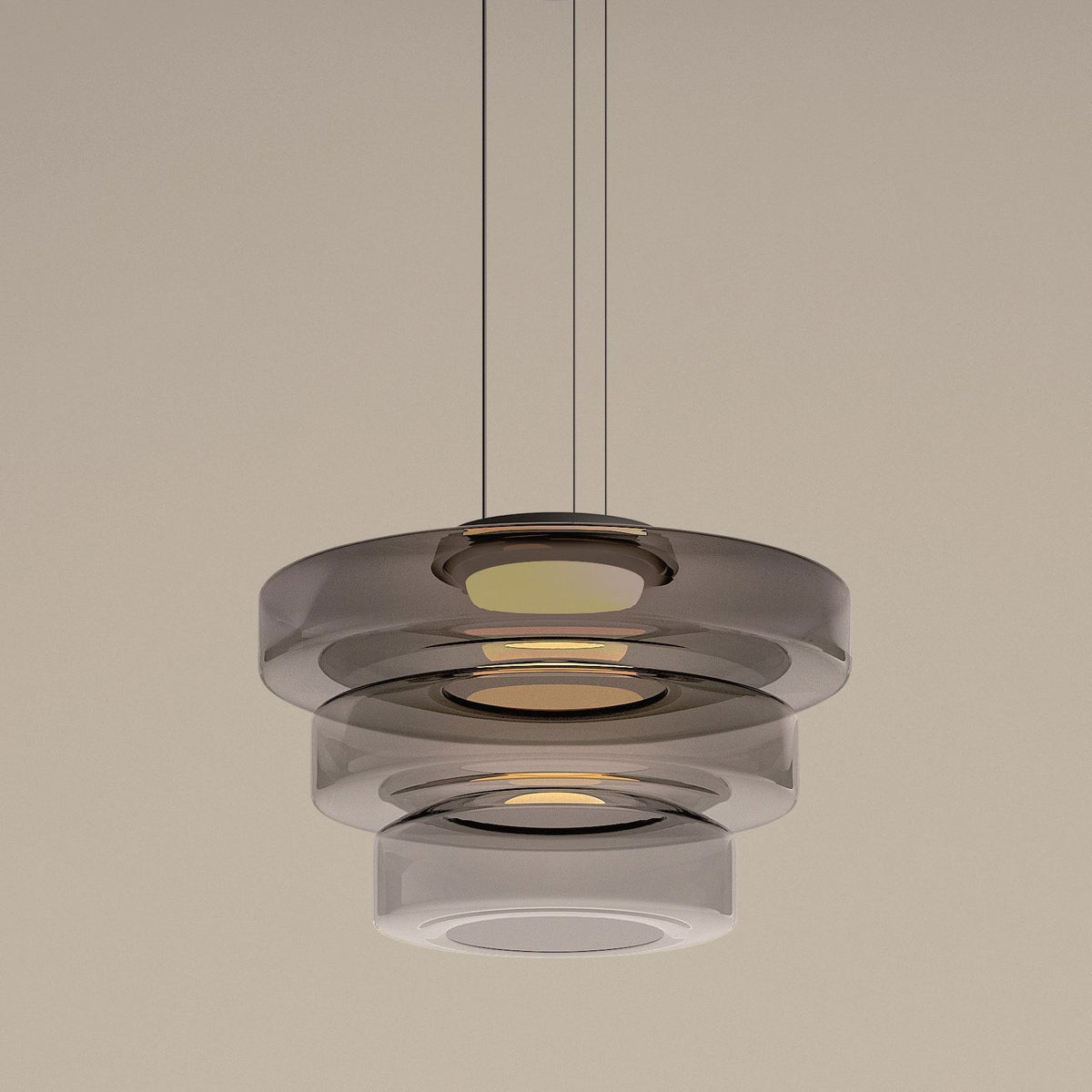 Pendant Light Sculptural Tiered Parallax Glass Integrated LED