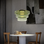 Pendant Light Sculptural Tiered Parallax Glass Integrated LED