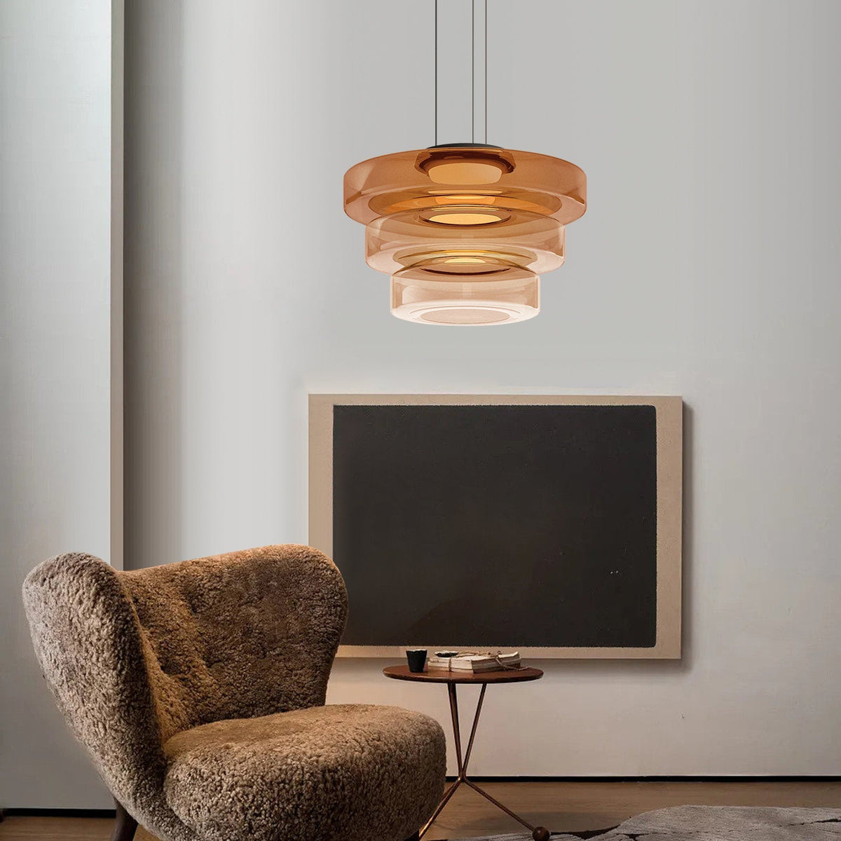 Pendant Light Sculptural Tiered Parallax Glass Integrated LED
