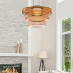 Pendant Light Sculptural Tiered Parallax Glass Integrated LED