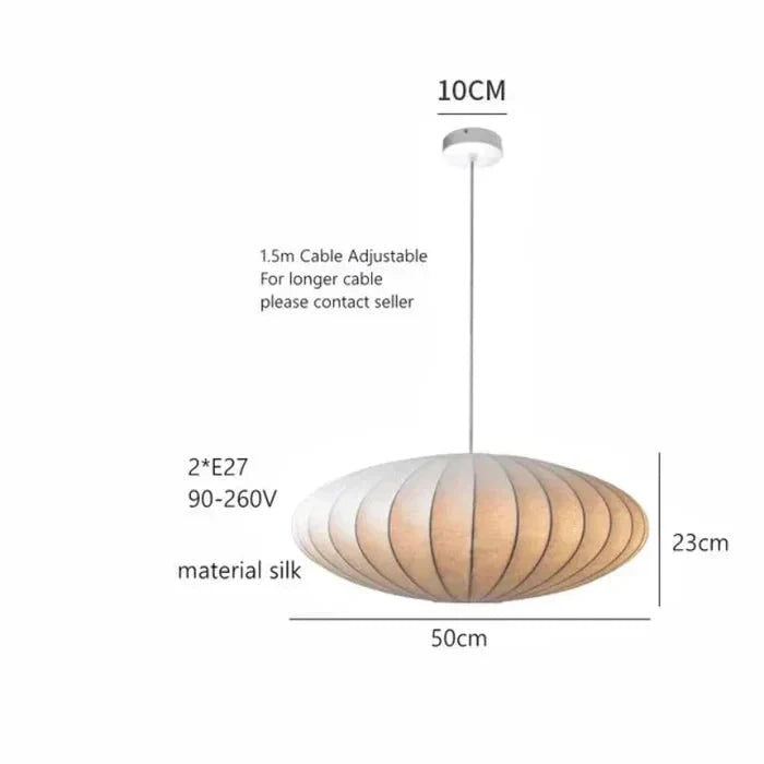 Pendant Light Silk Shade & Crystal Crown