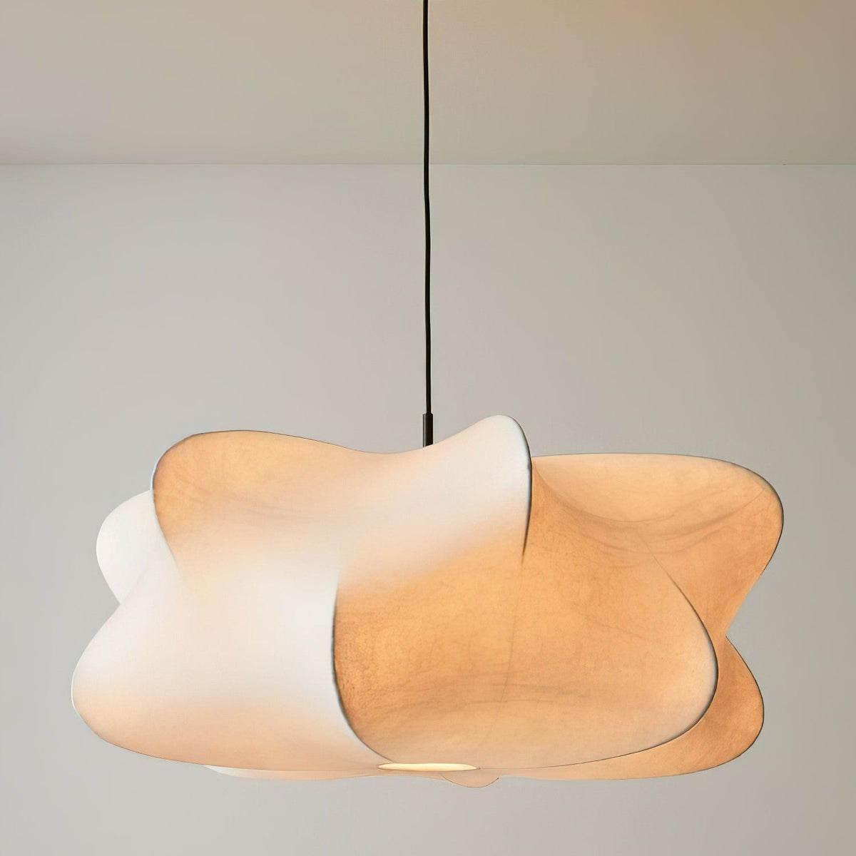 Pendant Light Silk Shade Iron Frame & Adjustable Cord