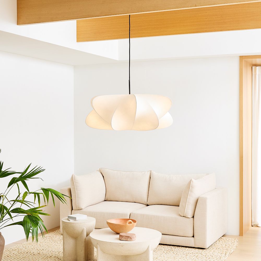 Pendant Light Silk Shade Iron Frame & Adjustable Cord
