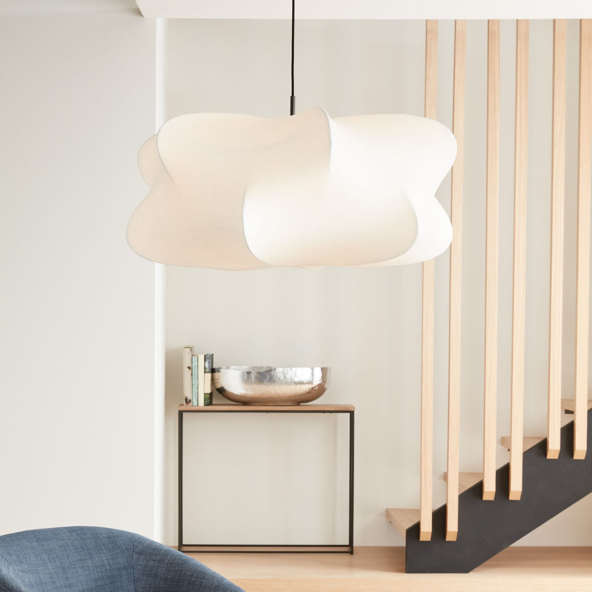 Pendant Light Silk Shade Iron Frame & Adjustable Cord