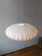 Pendant Light Silk Shades & Crystal Crown Warm Glow