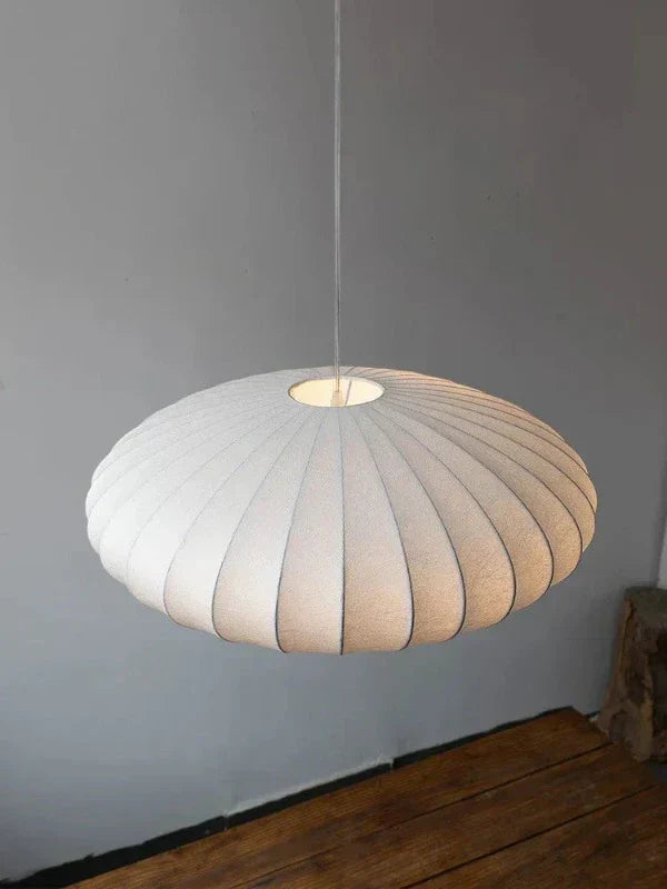 Pendant Light Silk Shades & Crystal Crown Warm Glow
