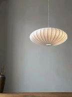 Pendant Light Silk Shades & Crystal Crown Warm Glow