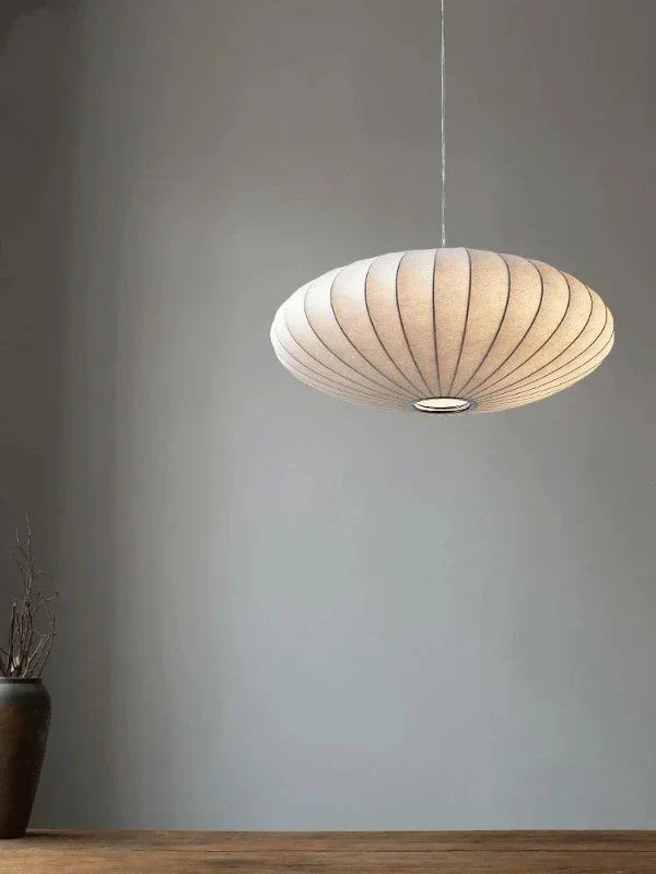 Pendant Light Silk Shades & Crystal Crown Warm Glow