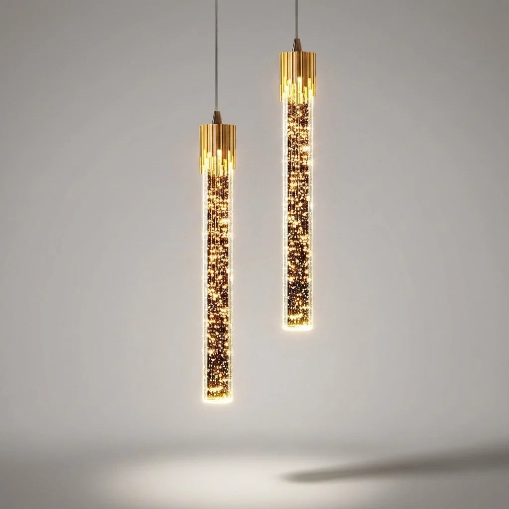 Pendant Light Slim Cylindrical Glass Warm White Adjustable Cable
