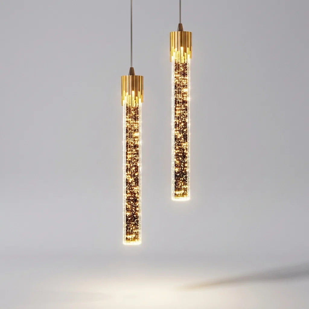 Pendant Light Slim Cylindrical Glass Warm White Adjustable Cable