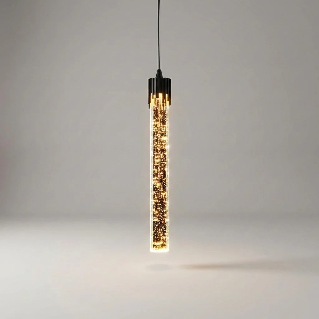 Pendant Light Slim Cylindrical Glass Warm White Adjustable Cable